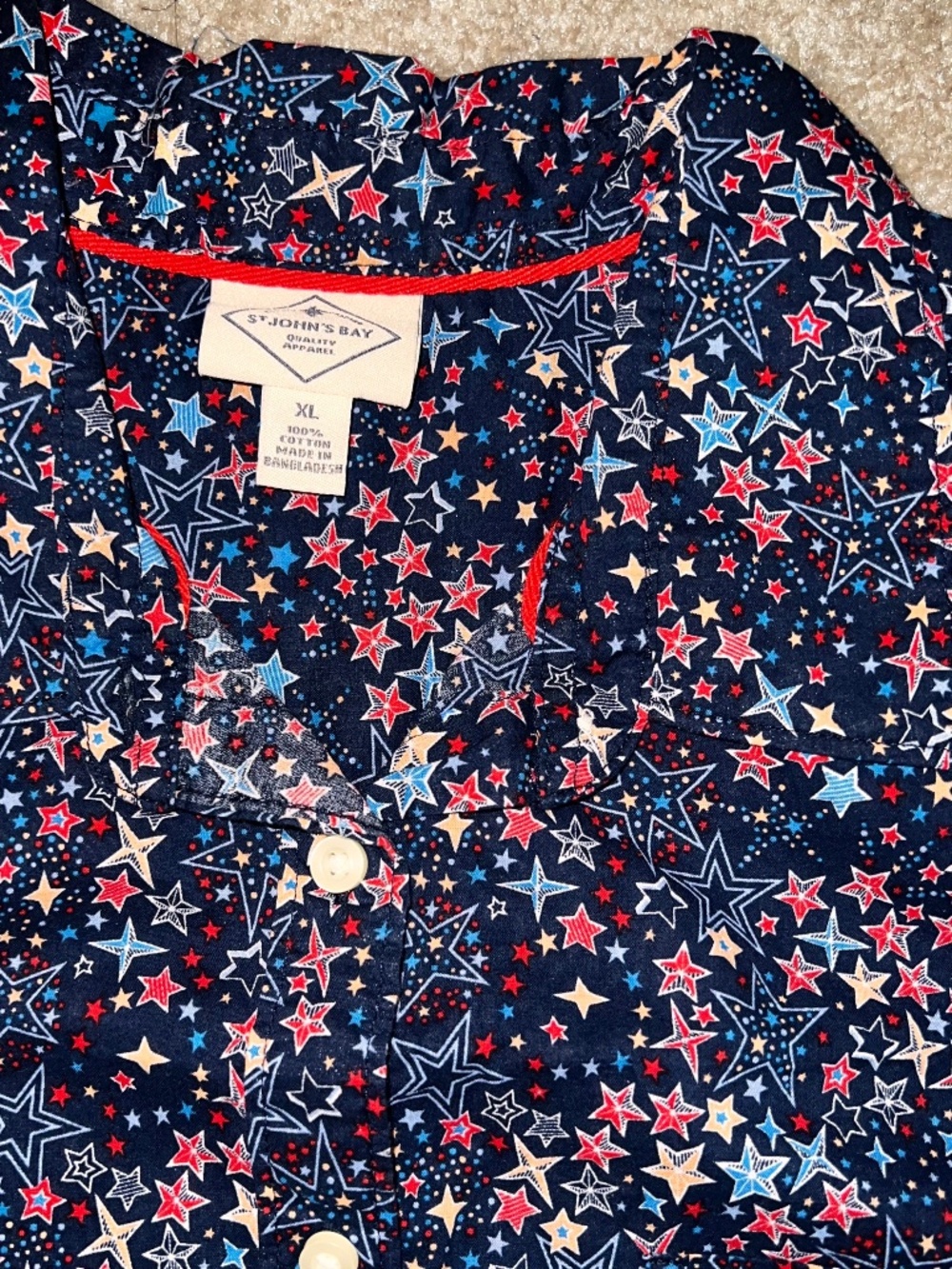 St. John’s Bay sleeveless Patriotic stars button-down shirt woman’s size XL - Picture 2 of 4